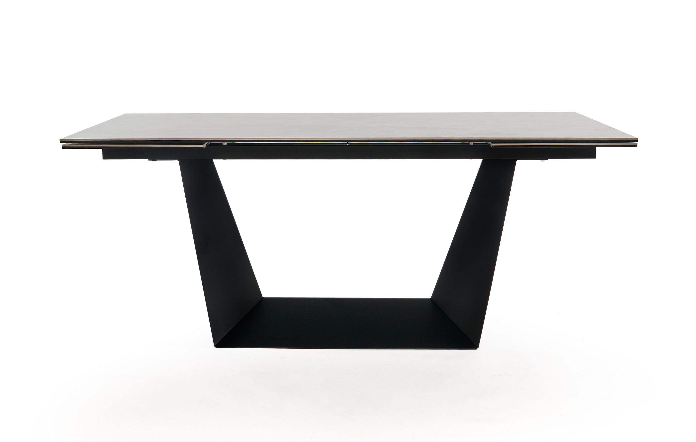 Modrest Baldwin - Modern Grey Ceramic & Black Metal Extendable Dining Table