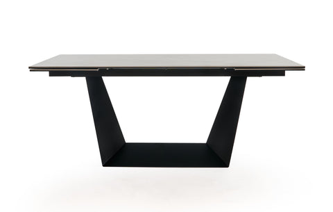 Modrest Baldwin - Modern Grey Ceramic & Black Metal Extendable Dining Table