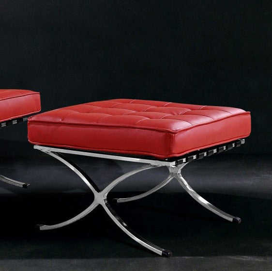 Divani Casa Bellatrix Modern Red Leather "X" Leg Ottoman Model VG2T0364-RED-OTT