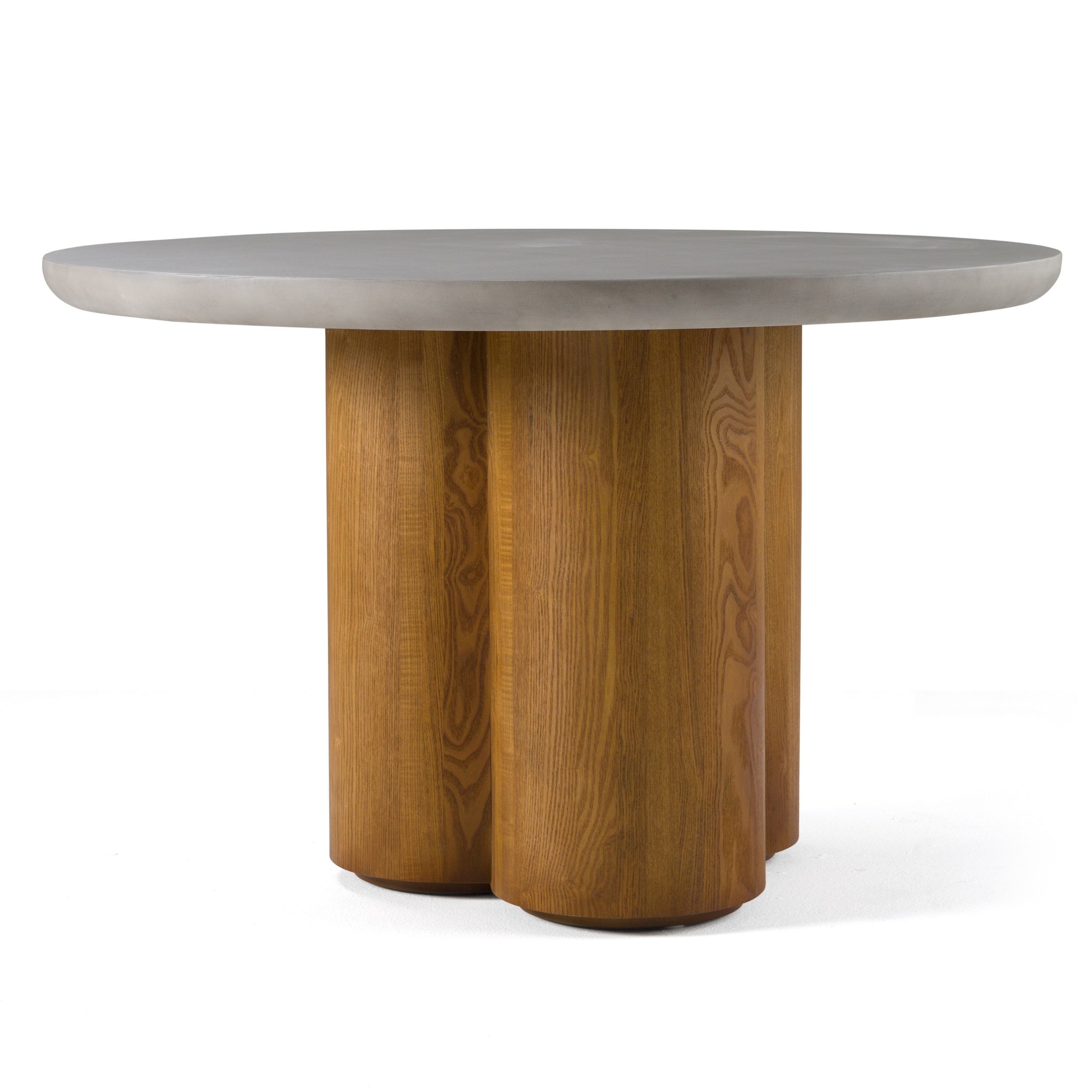 Modrest Bateman Modern Faux Concrete & Walnut Round Dining Table Model VGMC-GF-1C009