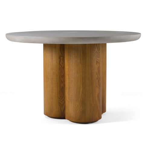 Modrest Bateman Modern Faux Concrete & Walnut Round Dining Table Model VGMC-GF-1C009