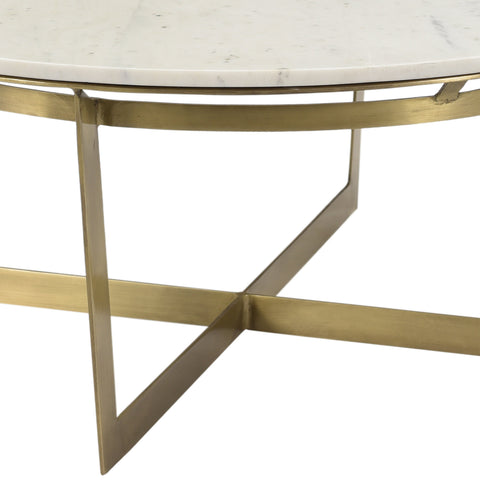 Clinton Brass Finish and Natural Marble Coffee Table