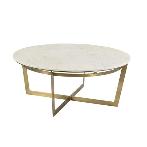 Clinton Brass Finish and Natural Marble Coffee Table