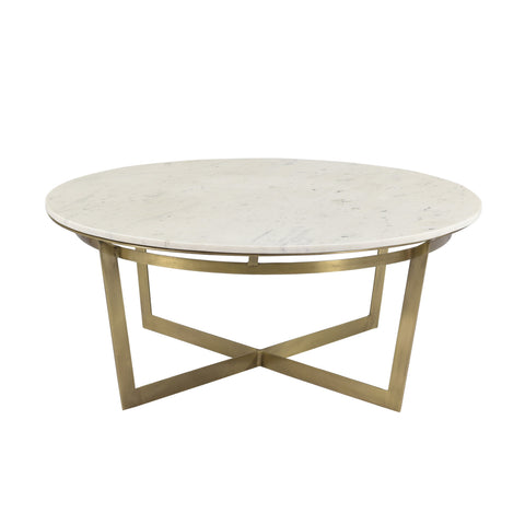 Clinton Brass Finish and Natural Marble Coffee Table