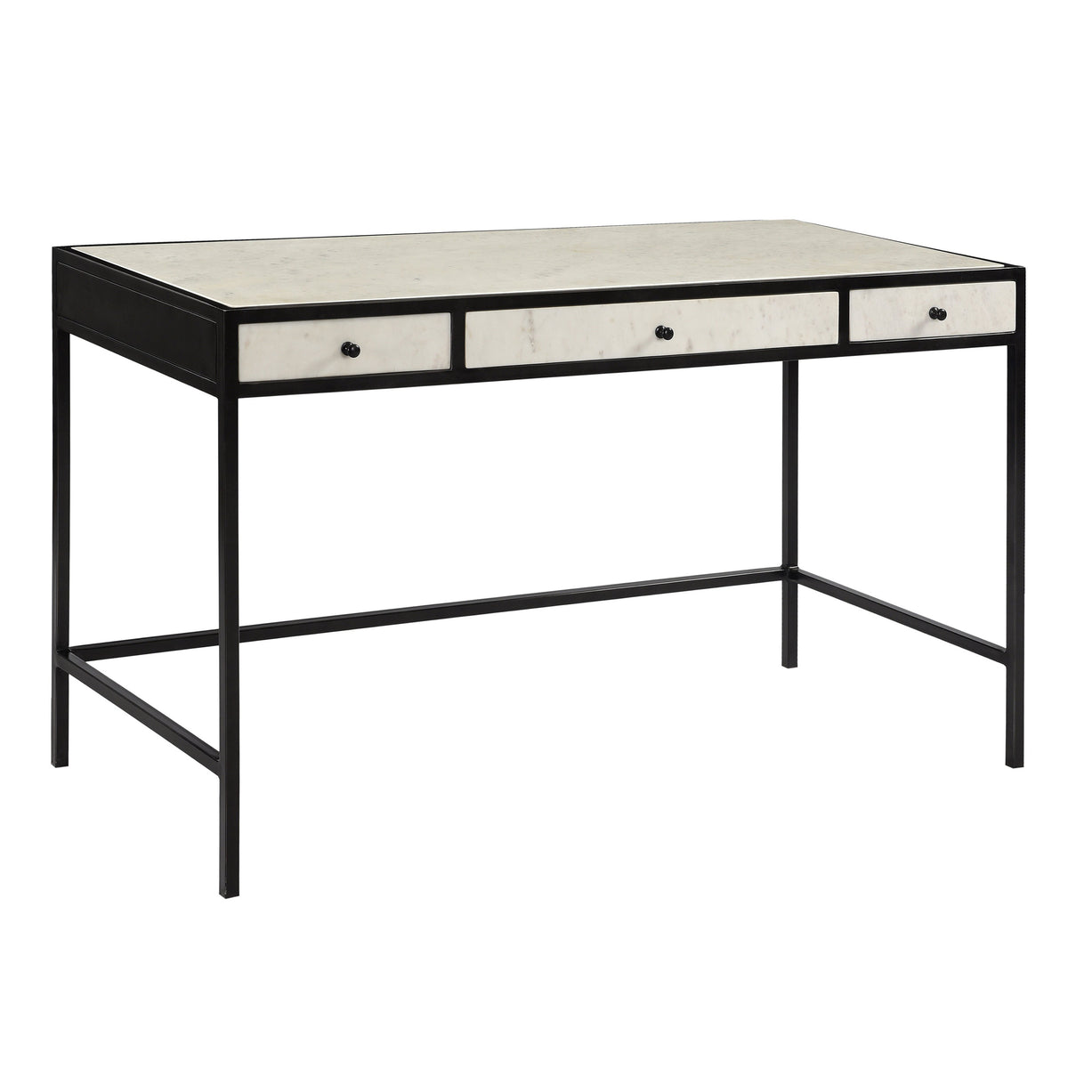 Tisbury Gunmetal Finish and White Marble Desk