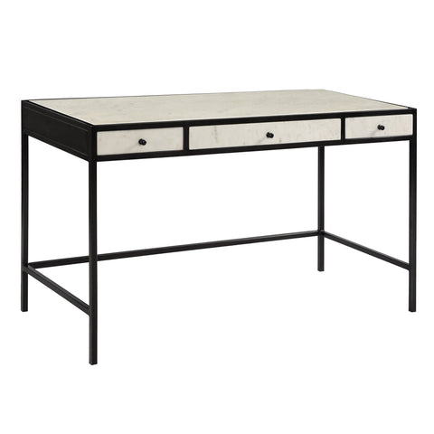 Tisbury Gunmetal Finish and White Marble Desk