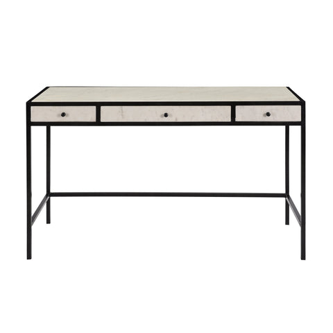 Tisbury Gunmetal Finish and White Marble Desk