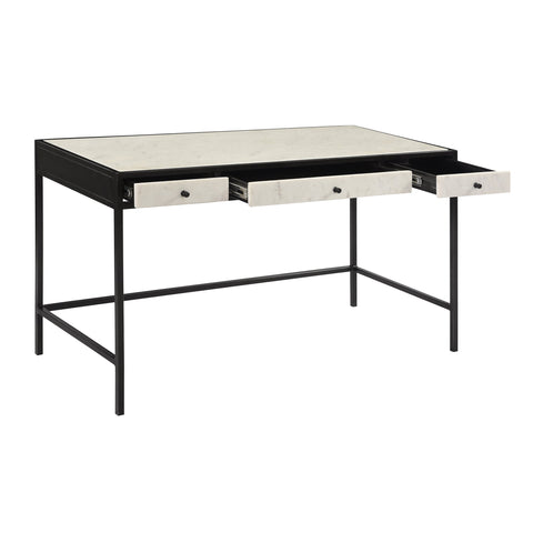 Tisbury Gunmetal Finish and White Marble Desk