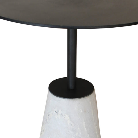 Kirk White Marble and Black Metal Side Table