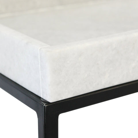Vargo Gunmetal Finish with White Marble Side Table