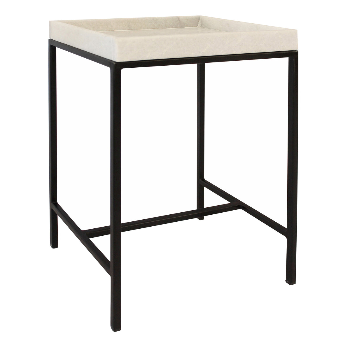 Vargo Gunmetal Finish with White Marble Side Table
