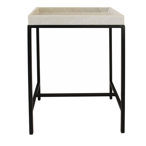 Vargo Gunmetal Finish with White Marble Side Table