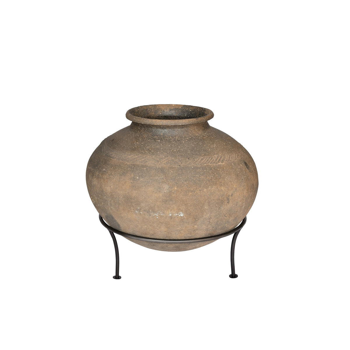 Vase Natural Waxed Finish On Stand