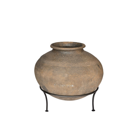 Vase Natural Waxed Finish On Stand