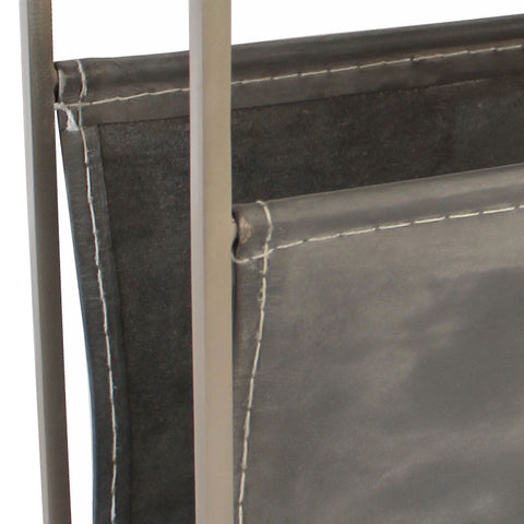 Aksi Nickel Finish with Grey Marble and Antique Black Leather Magazine Table