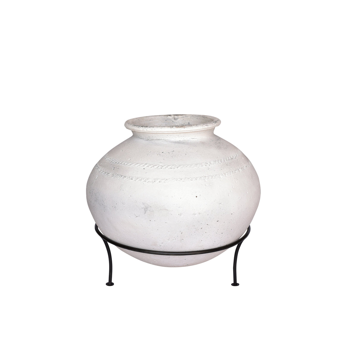 Old White Wash and Natural Iron Finish Water Container On Stand