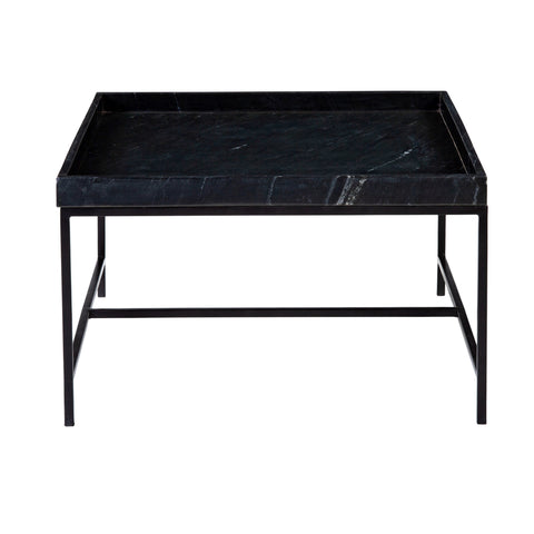 Madsen Black Marble Top and Gunmetal Iron Finish Coffee Table