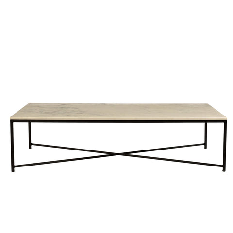 Aldrich Off White Marble and Gunmetal Frame Coffee Table
