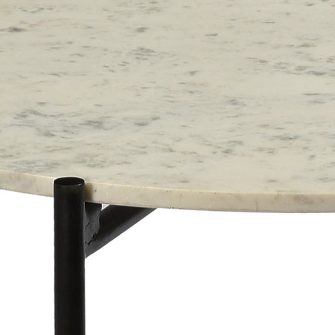 Romblon Natural White Marble and Gunmetal Iron Finish Coffee Table