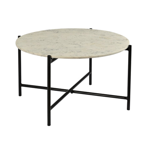 Romblon Natural White Marble and Gunmetal Iron Finish Coffee Table