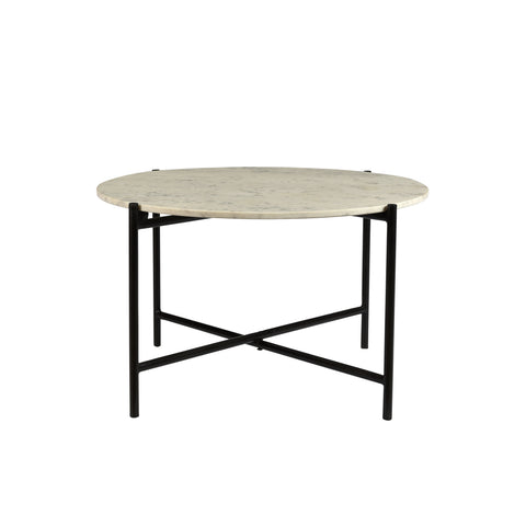 Romblon Natural White Marble and Gunmetal Iron Finish Coffee Table