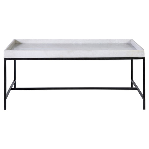 Vargo White Marble Top and Gunmetal Iron Finish Coffee Table