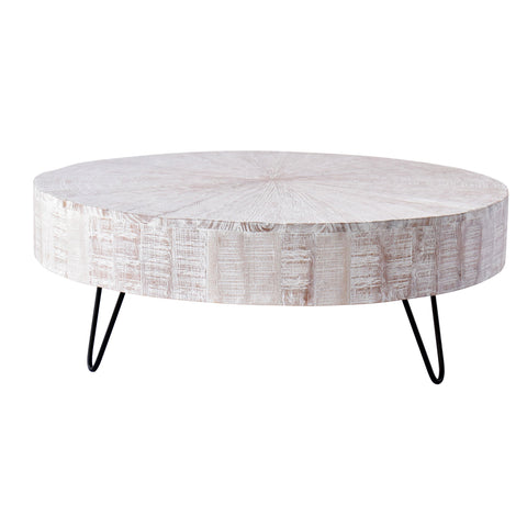 Oriana Whitewash Finish with Gunmetal Legs Coffee Table