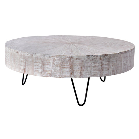 Oriana Whitewash Finish with Gunmetal Legs Coffee Table