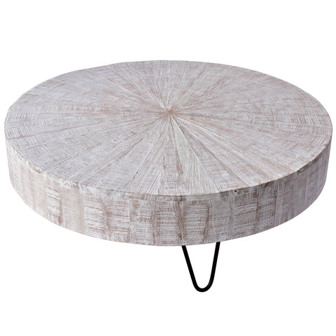 Oriana Whitewash Finish with Gunmetal Legs Coffee Table