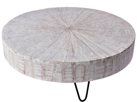 Oriana Whitewash Finish with Gunmetal Legs Coffee Table