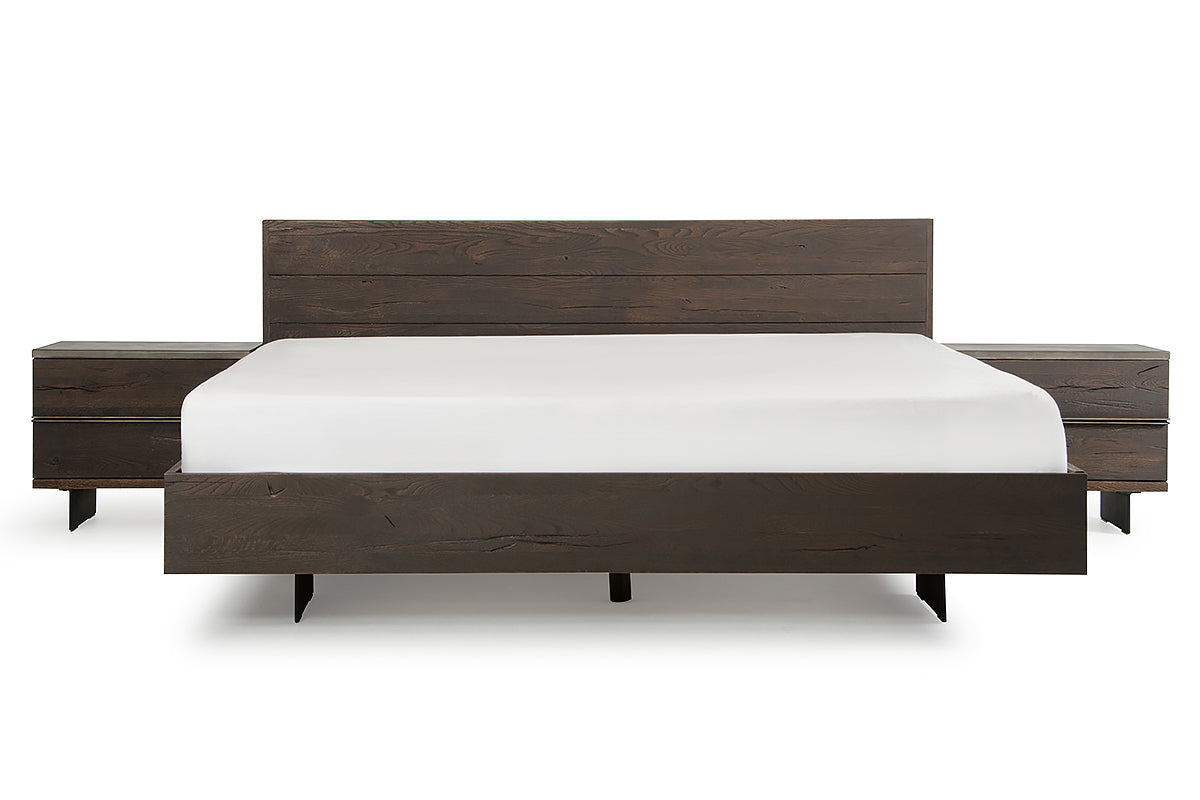 Modrest Selma Modern Dark Aged Oak Queen Bed Model VGEDSELMA-BED-Q