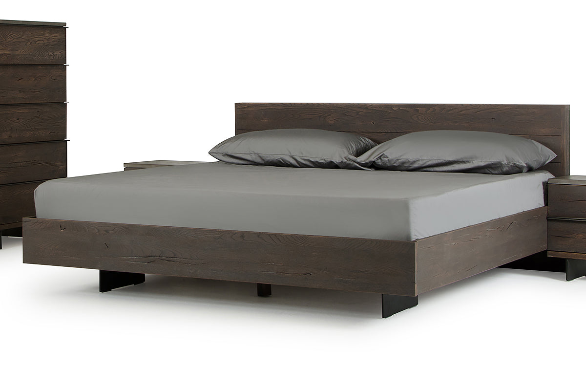 Modrest Selma Modern Dark Aged Oak Queen Bed Model VGEDSELMA-BED-Q