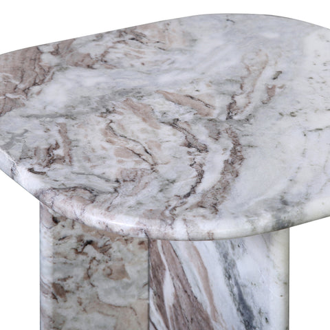 Christos Brown and White Marble with Natural Veining Side Table