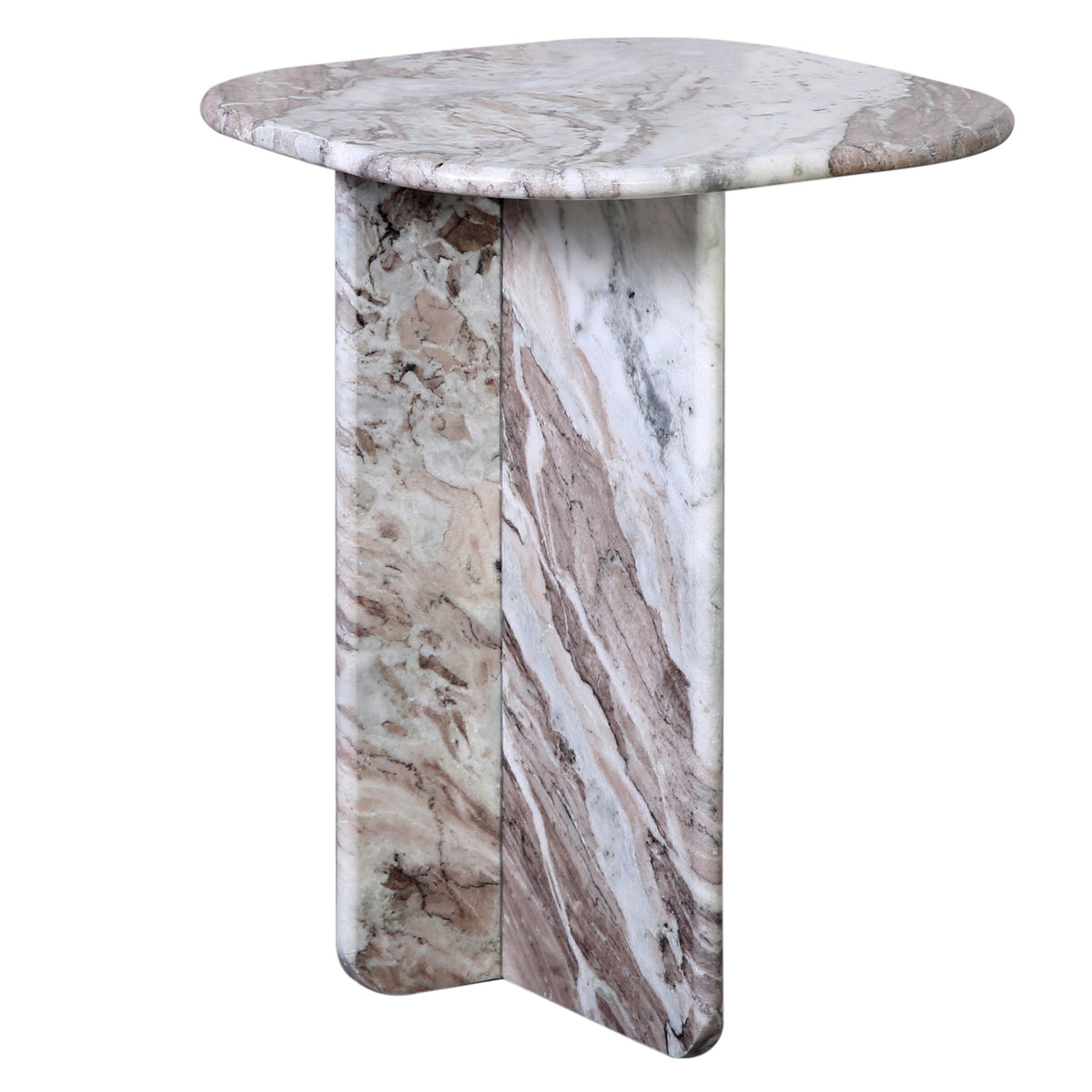 Christos Brown and White Marble with Natural Veining Side Table
