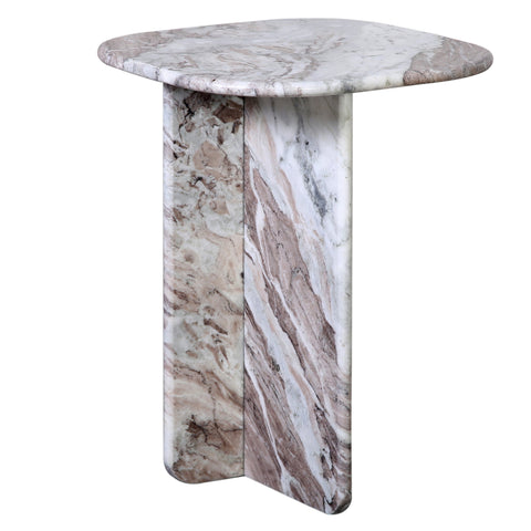 Christos Brown and White Marble with Natural Veining Side Table