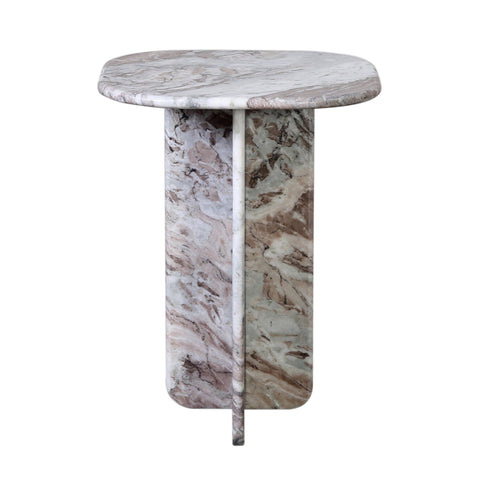 Christos Brown and White Marble with Natural Veining Side Table