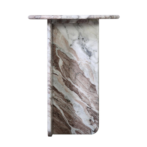 Christos Brown and White Marble with Natural Veining Side Table