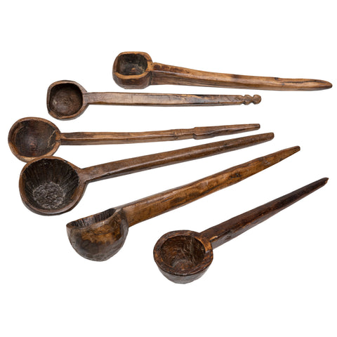 Hand Mansion Wax and Lacquer Polish Carved Spoon Set Of 6