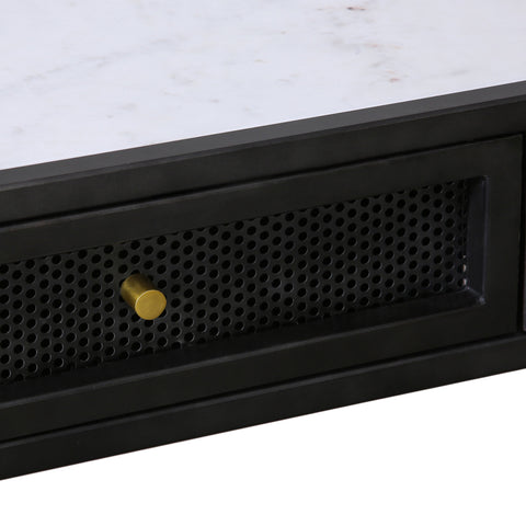 Alaina White Marble, Antique Black Finish with Brass Hardware Desk