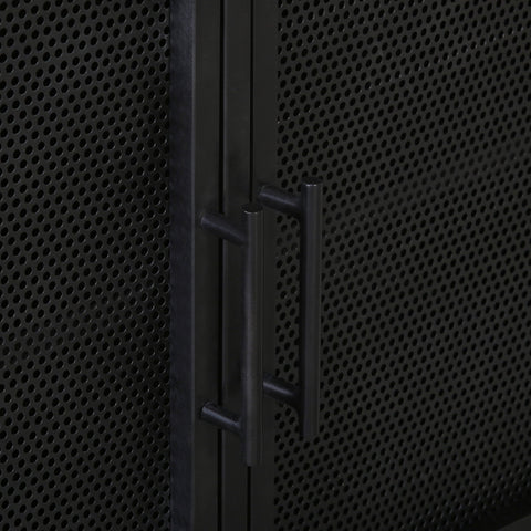 Adeliza White Marble, Antique Black Finish with Brass Hardware Sideboard