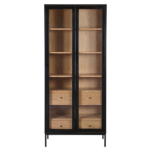 Eddington Matte Black and Natural Finish Cabinet