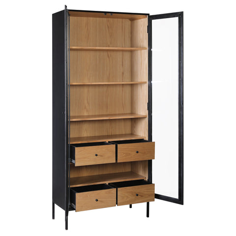 Eddington Matte Black and Natural Finish Cabinet