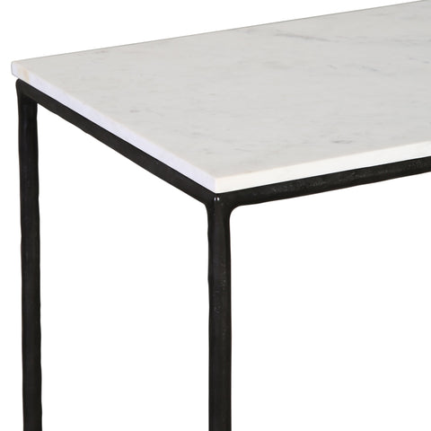 Perugia White Marble and Black Iron Finish Console Table