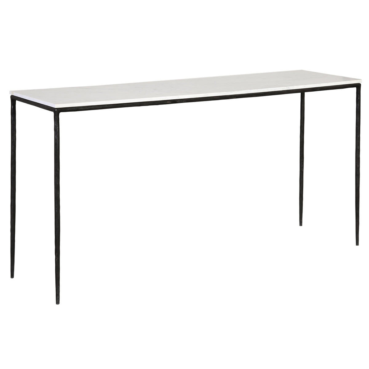 Perugia White Marble and Black Iron Finish Console Table