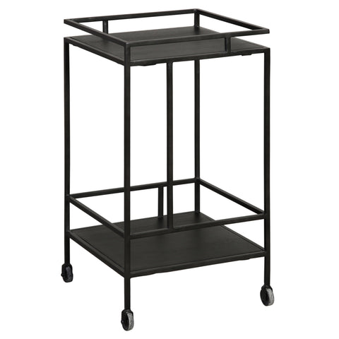 Evita Black Finish Bar Cart