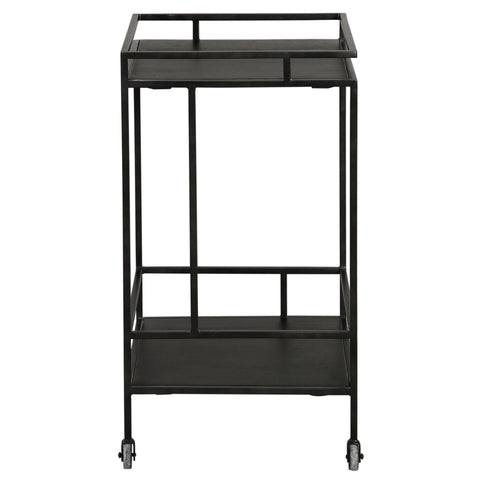 Evita Black Finish Bar Cart