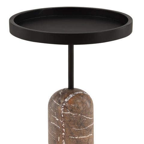 Saul Black and Brown Marble Base Side Table