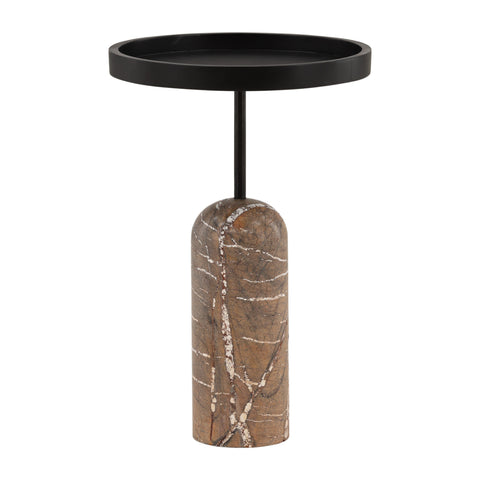 Saul Black and Brown Marble Base Side Table