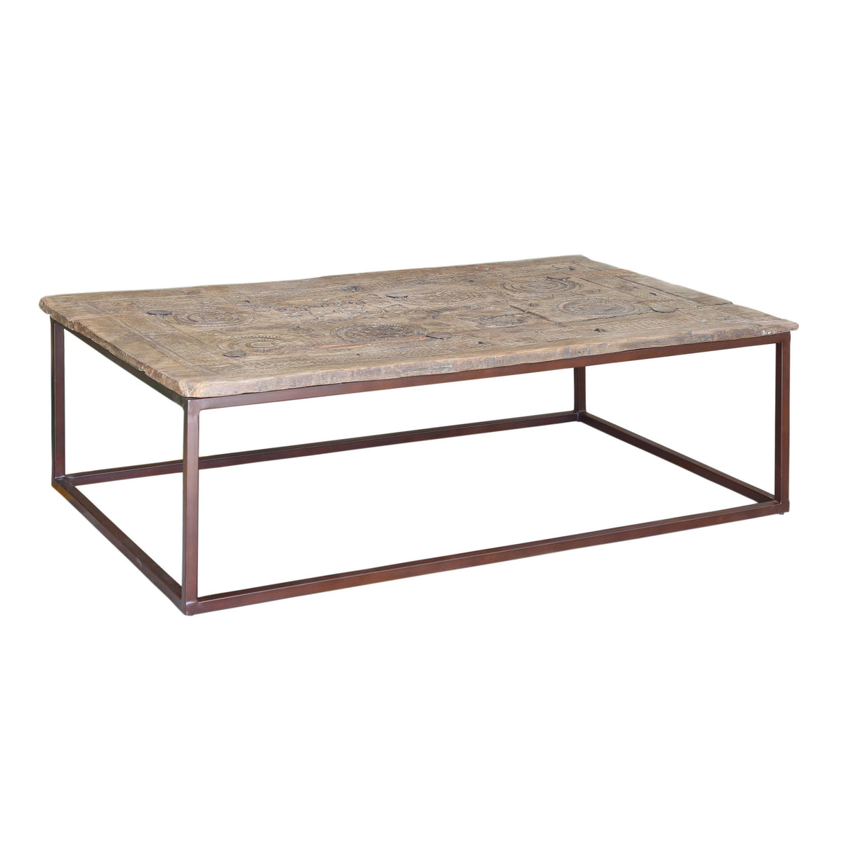 Iron Antique Lacquer And Wood Coffee Table