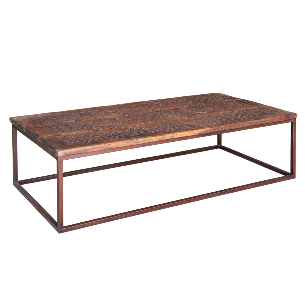 Iron Antique Lacquer And Wood Coffee Table